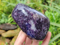 Polished Dark Purple Silver Leaf Lepidolite Standing Free Forms x 2 From Zimbabwe