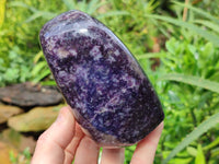 Polished Dark Purple Silver Leaf Lepidolite Standing Free Forms x 2 From Zimbabwe