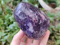 Polished Dark Purple Silver Leaf Lepidolite Standing Free Forms x 2 From Zimbabwe