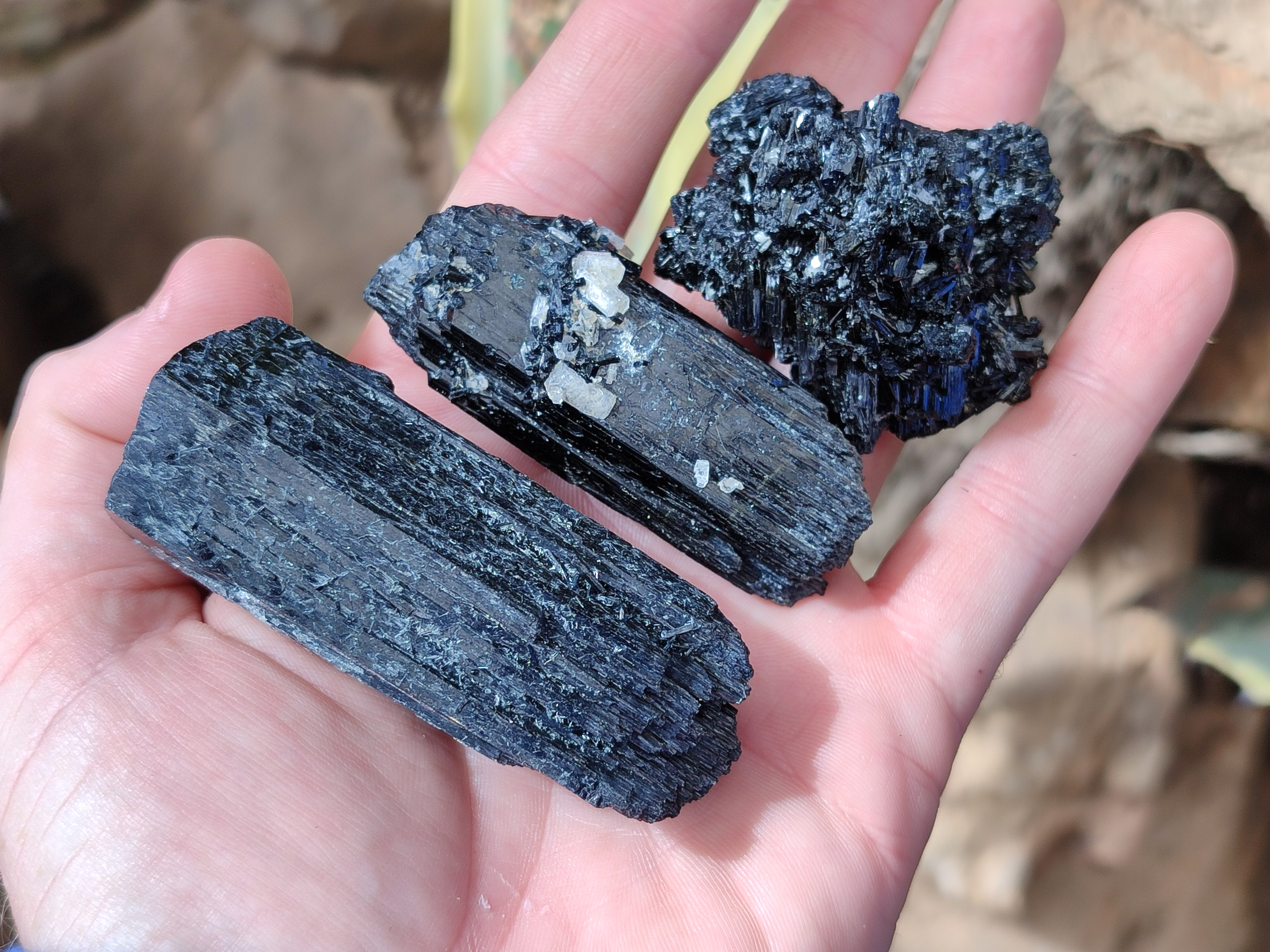 Natural Schorl Black Tourmaline Specimens x 12 From Erongo, Namibia - Toprock Gemstones and Minerals 