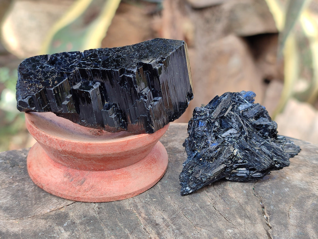 Natural Schorl Black Tourmaline Specimens x 12 From Erongo, Namibia - Toprock Gemstones and Minerals 