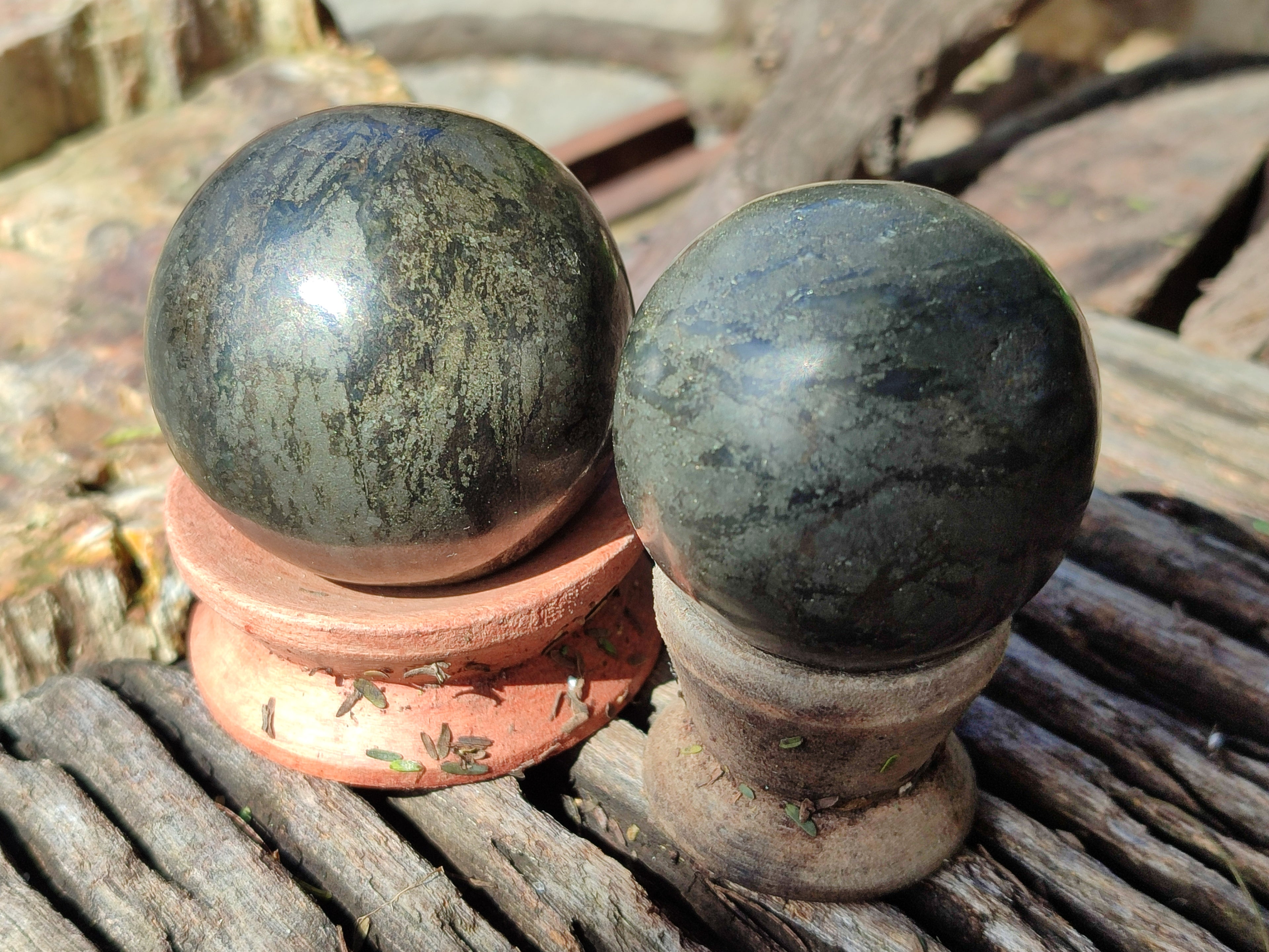Polished Rare Pharaoh Stone Spheres x 3 From Zimbabwe - Toprock Gemstones and Minerals 