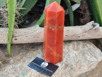Polished Deep Orange Twist Calcite Tower x 1 From Maevantanana, Madagascar