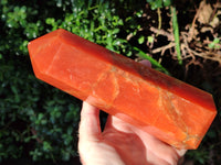 Polished Deep Orange Twist Calcite Tower x 1 From Maevantanana, Madagascar
