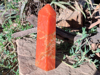 Polished Deep Orange Twist Calcite Tower x 1 From Maevantanana, Madagascar