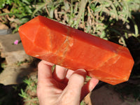 Polished Deep Orange Twist Calcite Tower x 1 From Maevantanana, Madagascar