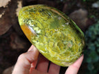Polished Green Opal Standing Free Forms x 3 From Betroka, Madagascar - Toprock Gemstones and Minerals 