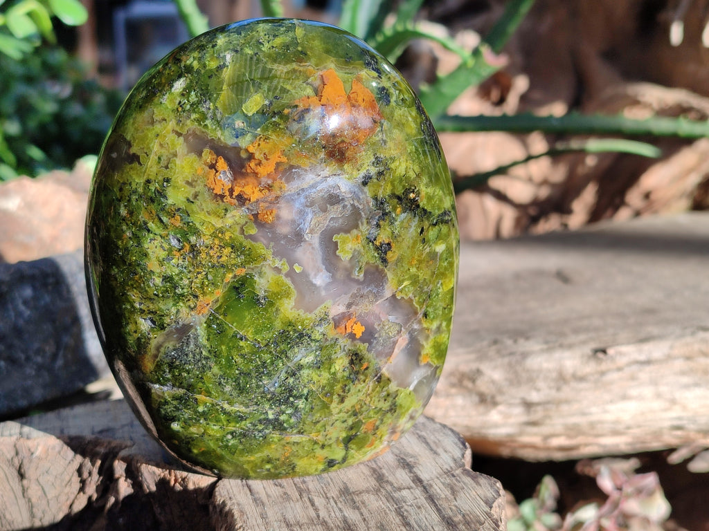 Polished Green Opal Standing Free Forms x 3 From Betroka, Madagascar - Toprock Gemstones and Minerals 
