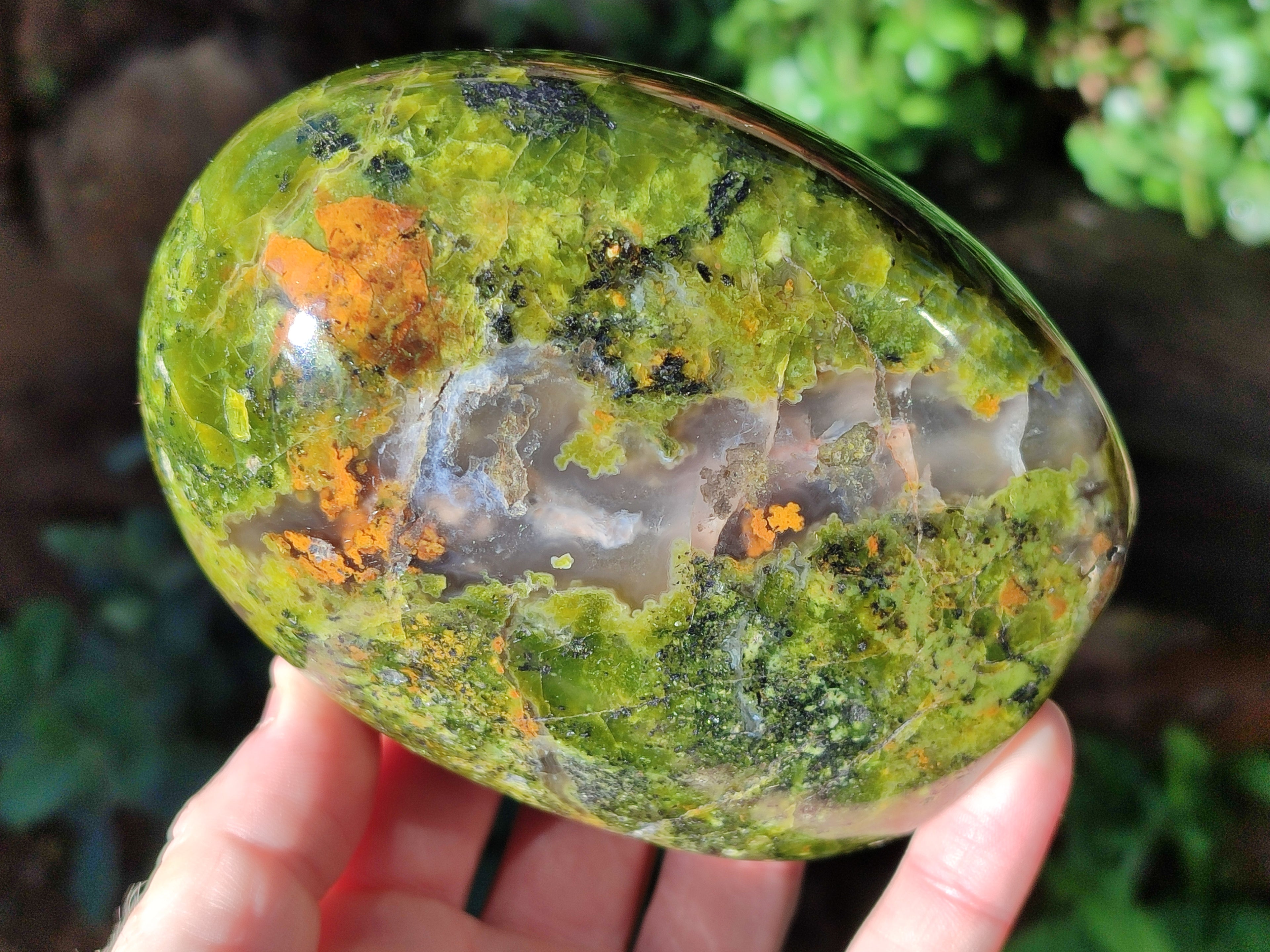 Polished Green Opal Standing Free Forms x 3 From Betroka, Madagascar - Toprock Gemstones and Minerals 