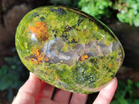 Polished Green Opal Standing Free Forms x 3 From Betroka, Madagascar