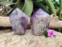 Polished Chevron Amethyst Crystals x 2 from Ankazobe, Madagascar