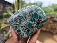 Polished Emerald Mica In Matrix Standing Free Forms x 3 From Mutoko, Zimbabwe