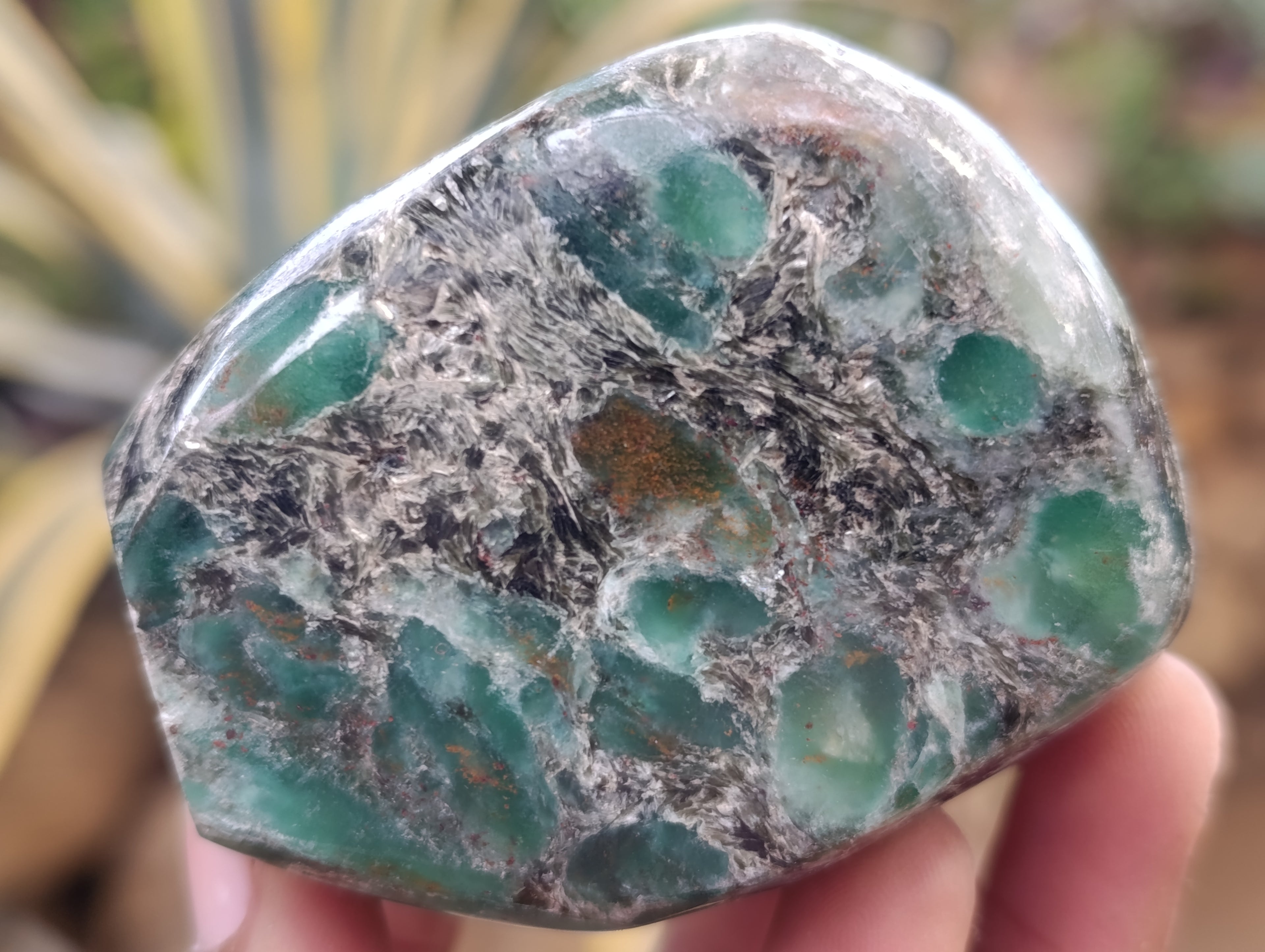 Polished Emerald Mica In Matrix Standing Free Forms x 3 From Mutoko, Zimbabwe - Toprock Gemstones and Minerals 