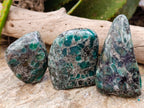 Polished Emerald Mica In Matrix Standing Free Forms x 3 From Mutoko, Zimbabwe - Toprock Gemstones and Minerals 