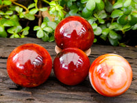 Polished Carnelian Spheres x 4 From Madagascar