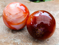 Polished Carnelian Spheres x 4 From Madagascar