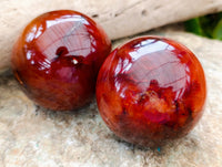 Polished Carnelian Spheres x 4 From Madagascar
