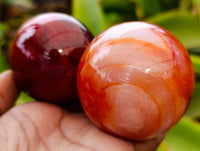 Polished Carnelian Spheres x 4 From Madagascar