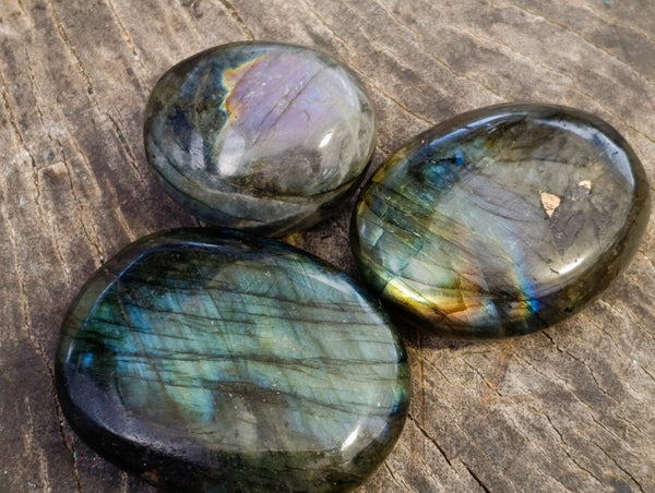 Polished Labradorite Palm Stones x 30 From Tulear, Madagascar