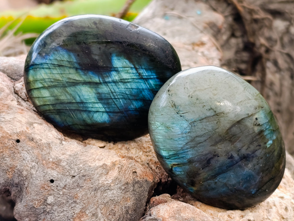 Polished Labradorite Palm Stones x 30 From Tulear, Madagascar - Toprock Gemstones and Minerals 