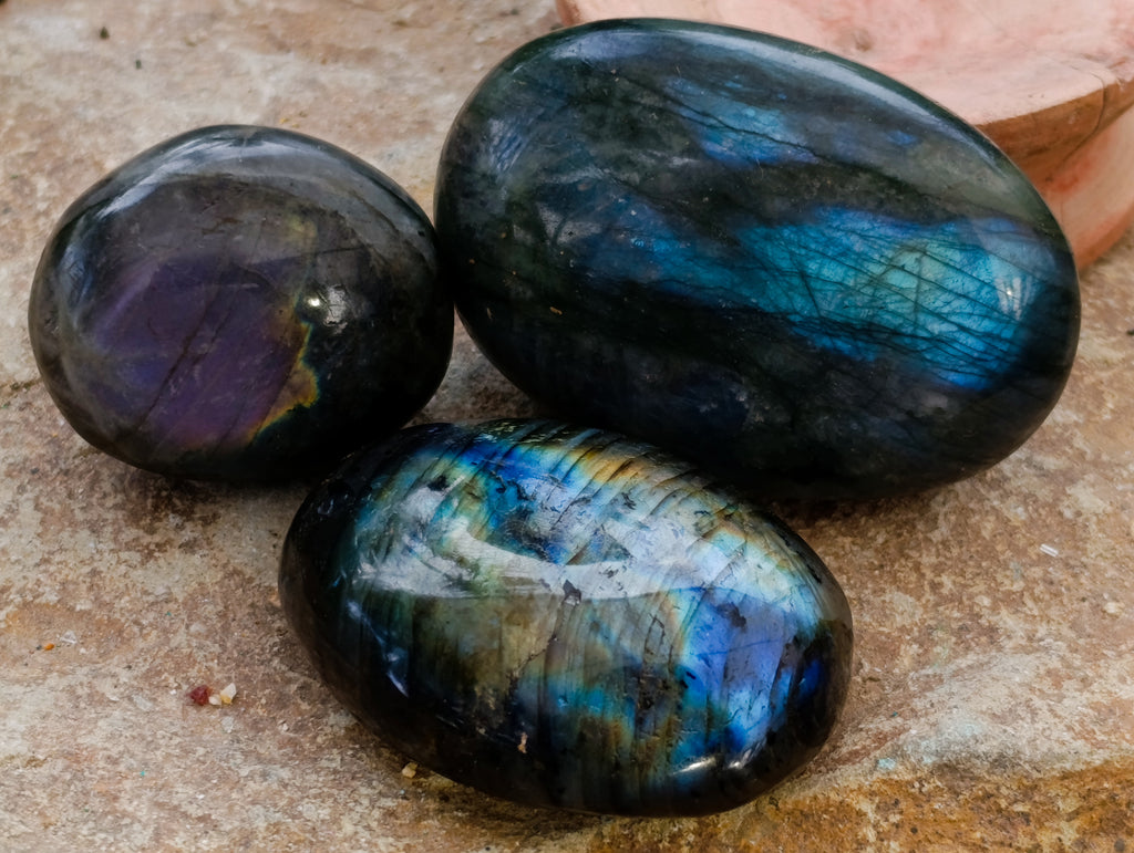 Polished Labradorite Palm Stones x 30 From Tulear, Madagascar - Toprock Gemstones and Minerals 