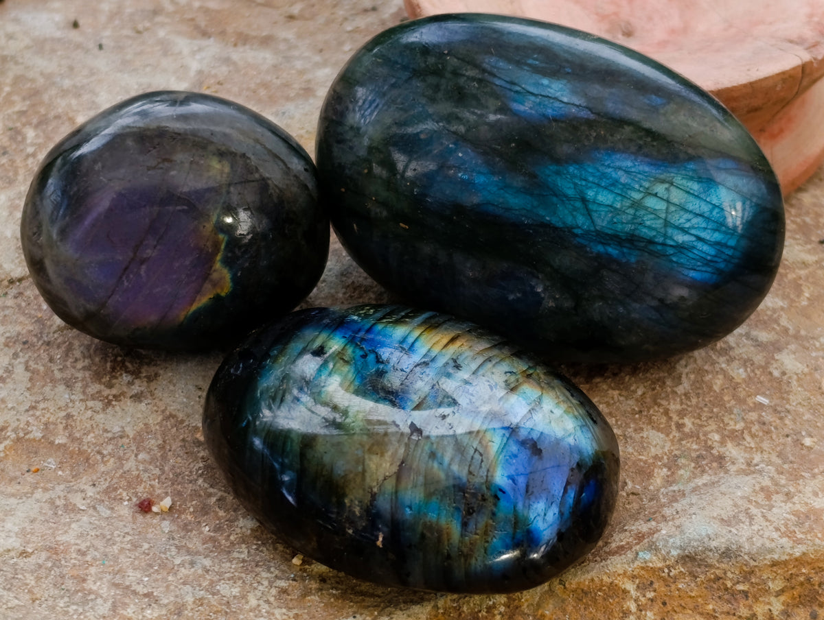 Polished Labradorite Palm Stones x 30 From Tulear, Madagascar - Toprock Gemstones and Minerals 