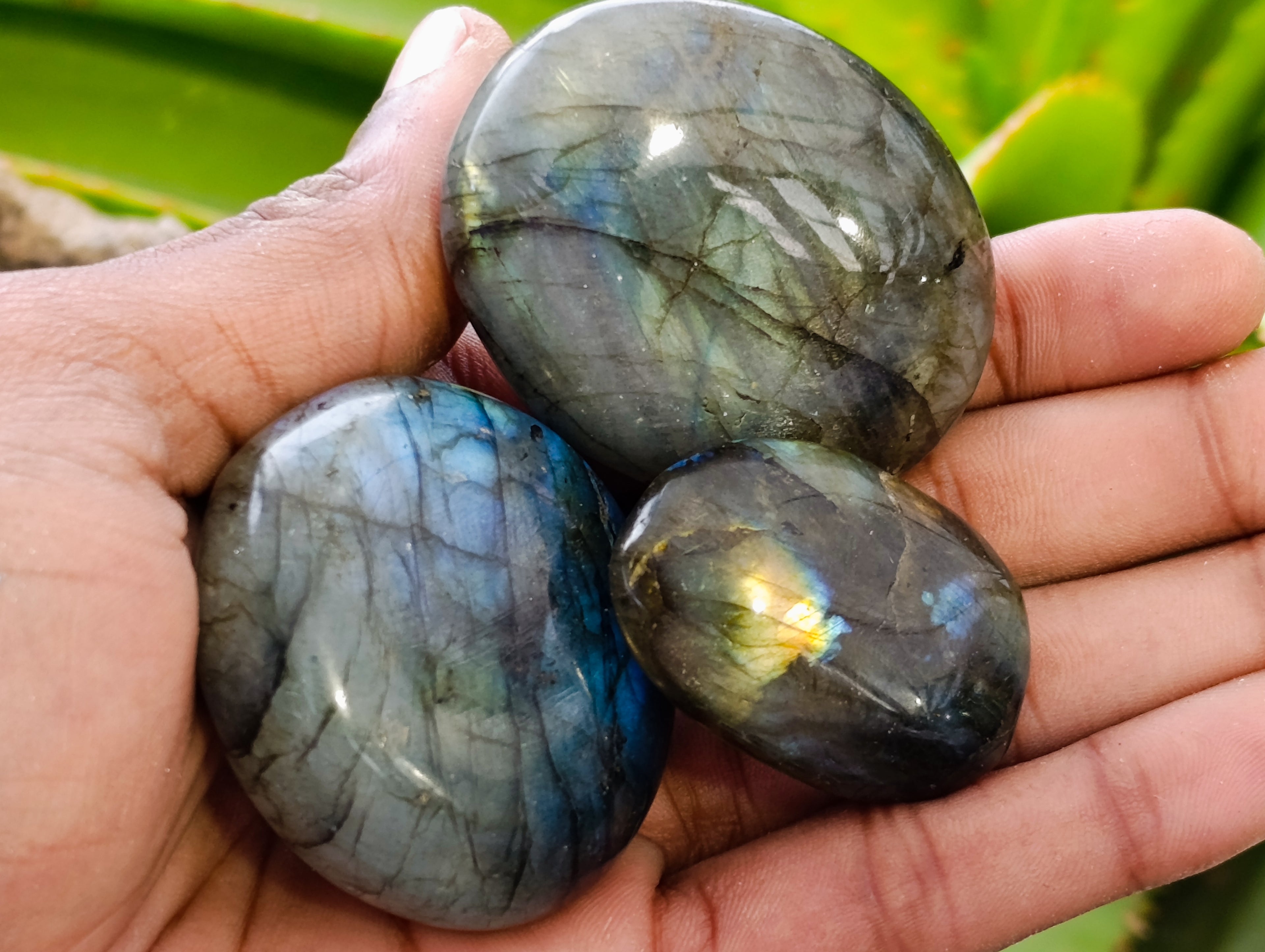 Polished Labradorite Palm Stones x 30 From Tulear, Madagascar - Toprock Gemstones and Minerals 