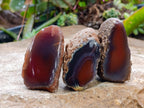 Polished On One Side Red Sashe River Agate Nodules x 24 From Zimbabwe - Toprock Gemstones and Minerals 
