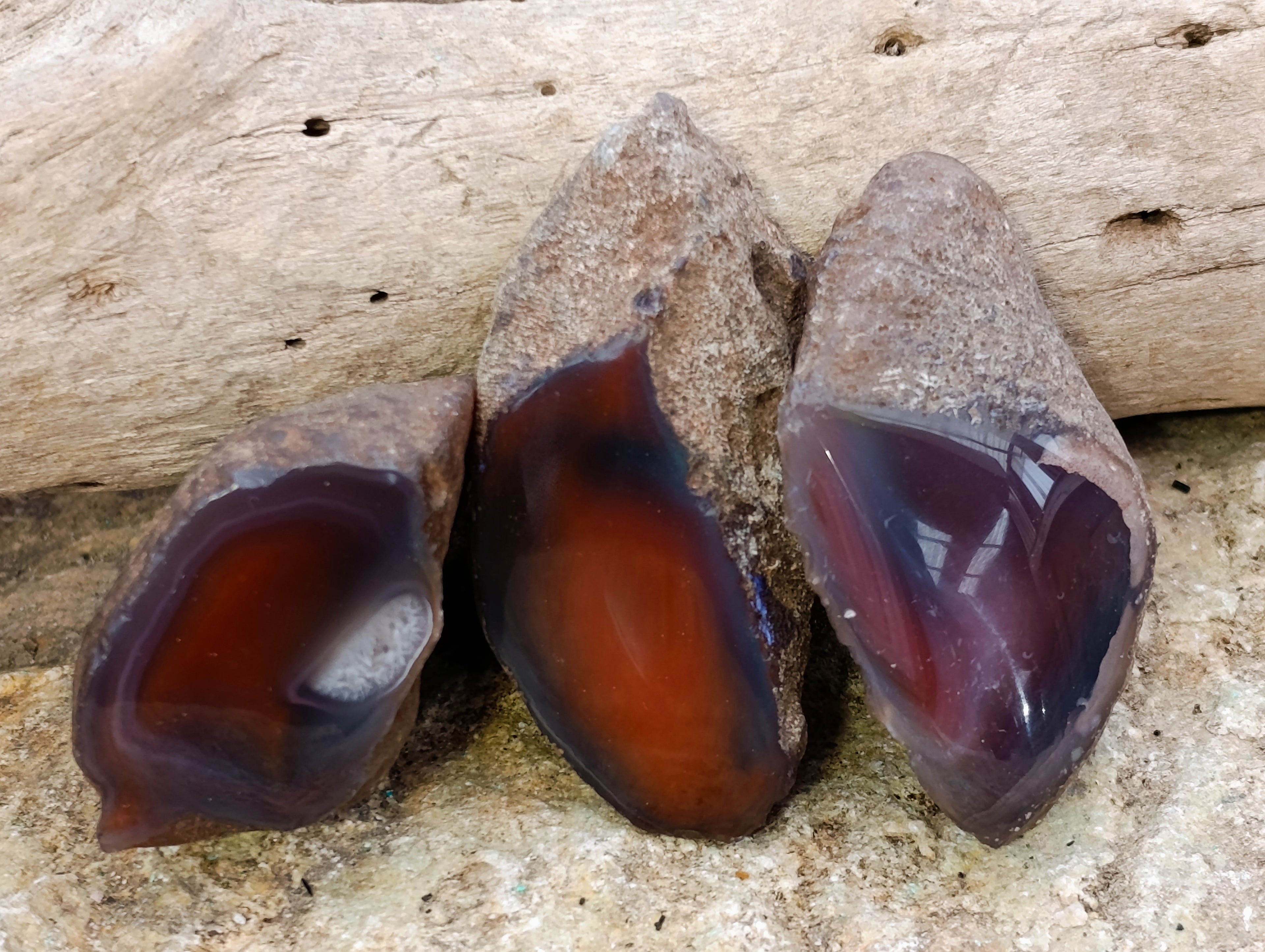 Polished On One Side Red Sashe River Agate Nodules x 24 From Zimbabwe - Toprock Gemstones and Minerals 