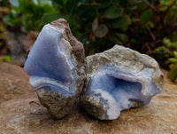 Natural Blue Lace Agate Geode Specimens x 12 From Nsanje, Malawi