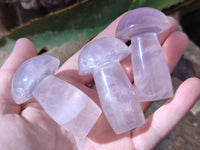 Polished Rose Quartz Mushrooms x 12 From Ambatondrazaka, Madagascar