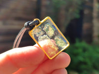 Hand Made Specially Selected Mixed Crystal Pendants - Set in Resin x 6 From Southern Africa