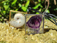 Hand Made Specially Selected Mixed Crystal Pendants - Set in Resin x 6 From Southern Africa