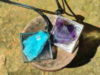 Hand Made Specially Selected Mixed Crystal Pendants - Set in Resin x 6 From Southern Africa