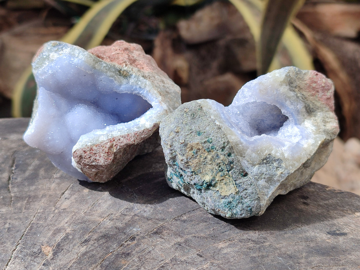 Natural Blue Lace Agate Geode Specimens x 12 From Nsanje, Malawi - Toprock Gemstones and Minerals 