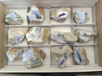 Natural Blue Lace Agate Geode Specimens x 12 From Nsanje, Malawi