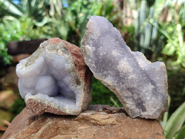 Natural Blue Lace Agate Geode Specimens x 12 From Nsanje, Malawi
