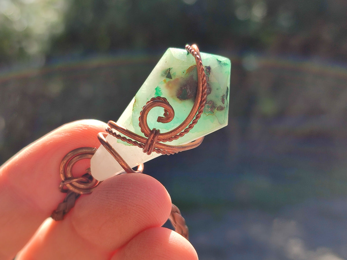 Polished Mixed Copper Wire Wrapped Pendants x 6 From Namibia - Toprock Gemstones and Minerals 