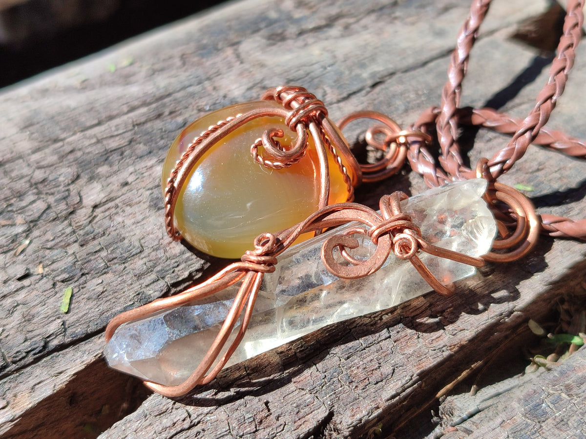 Polished Mixed Copper Wire Wrapped Pendants x 6 From Namibia - Toprock Gemstones and Minerals 