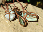 Polished Mixed Copper Wire Wrapped Pendants x 6 From Namibia - Toprock Gemstones and Minerals 