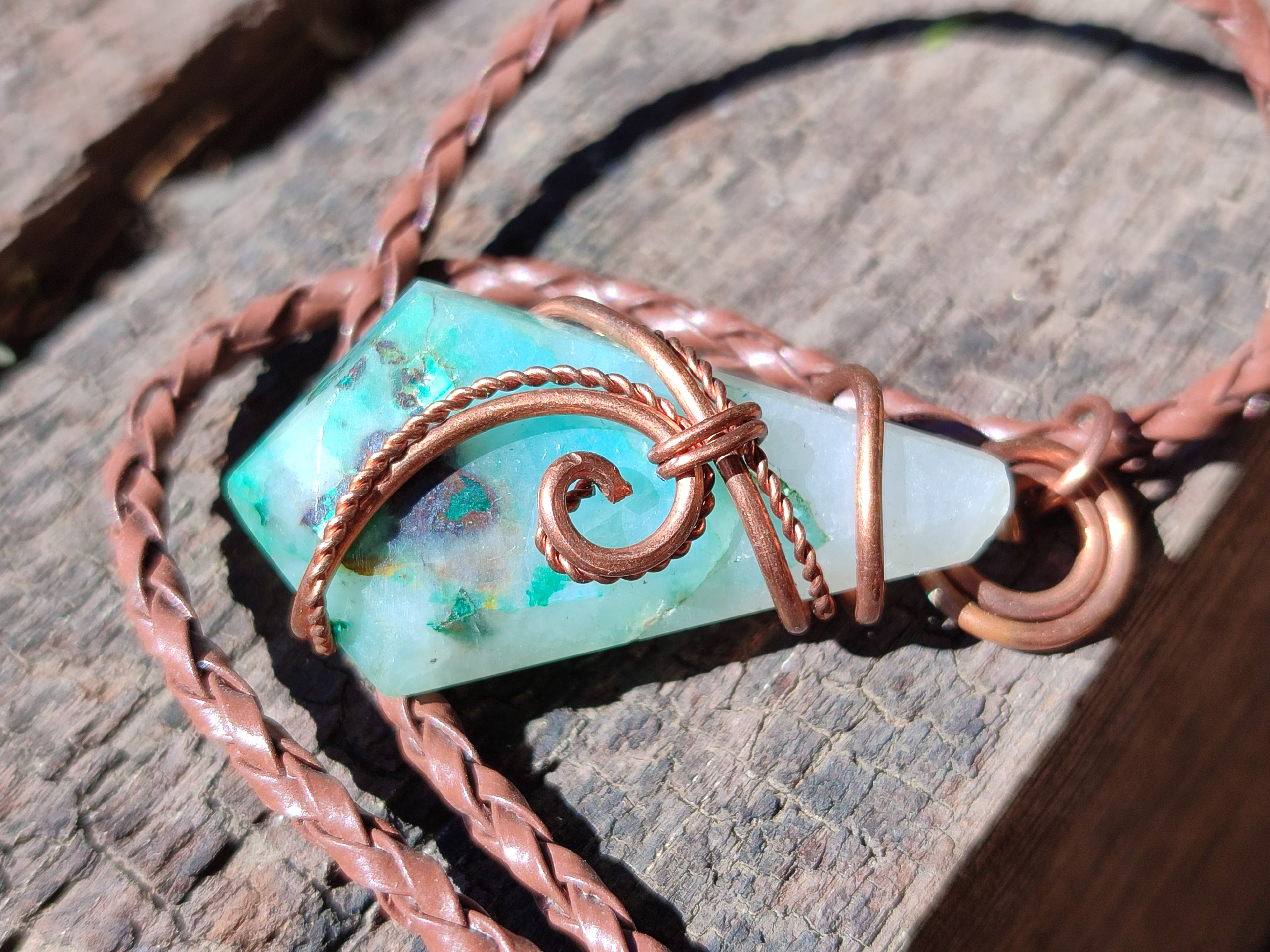 Polished Mixed Copper Wire Wrapped Pendants x 6 From Namibia - Toprock Gemstones and Minerals 