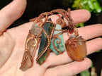 Polished Mixed Copper Wire Wrapped Pendants x 6 From Namibia - Toprock Gemstones and Minerals 
