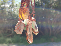 Polished Mixed Copper Wire Wrapped Pendants x 6 From Namibia