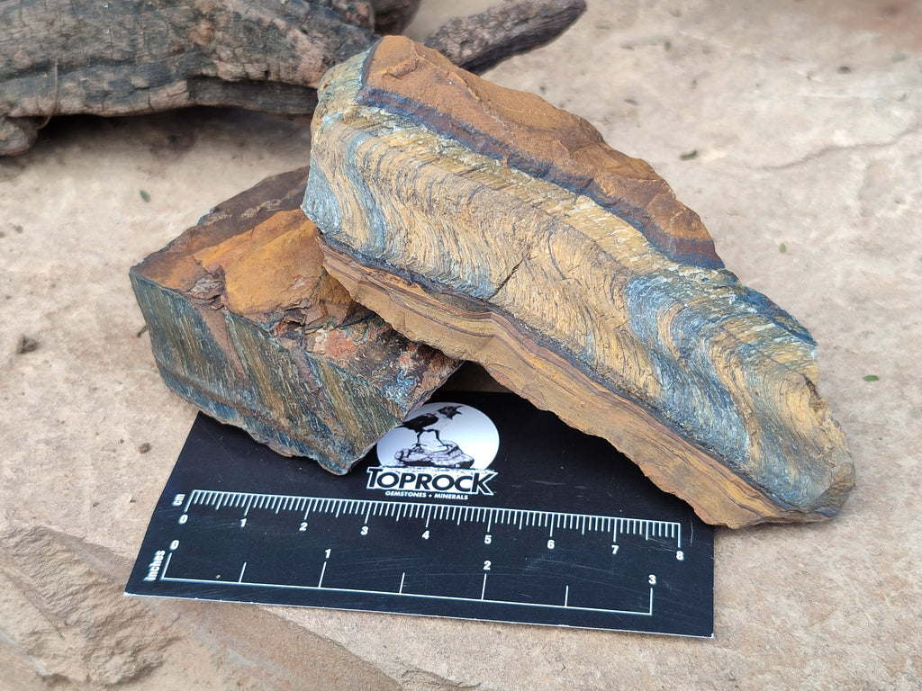 Natural Tiger's Eye Cutting Material x 14 From Prieska, South Africa - Toprock Gemstones and Minerals 