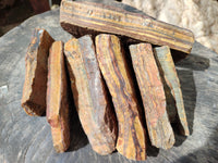 Natural Tiger's Eye Cutting Material x 14 From Prieska, South Africa