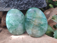 Polished Green Fluorite Standing Free Forms x 3 From Madagascar
