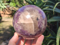 Polished Lepidolite with Pink Rubellite and Blue Lithium Spheres x 2 From Ambatondrazaka, Madagascar