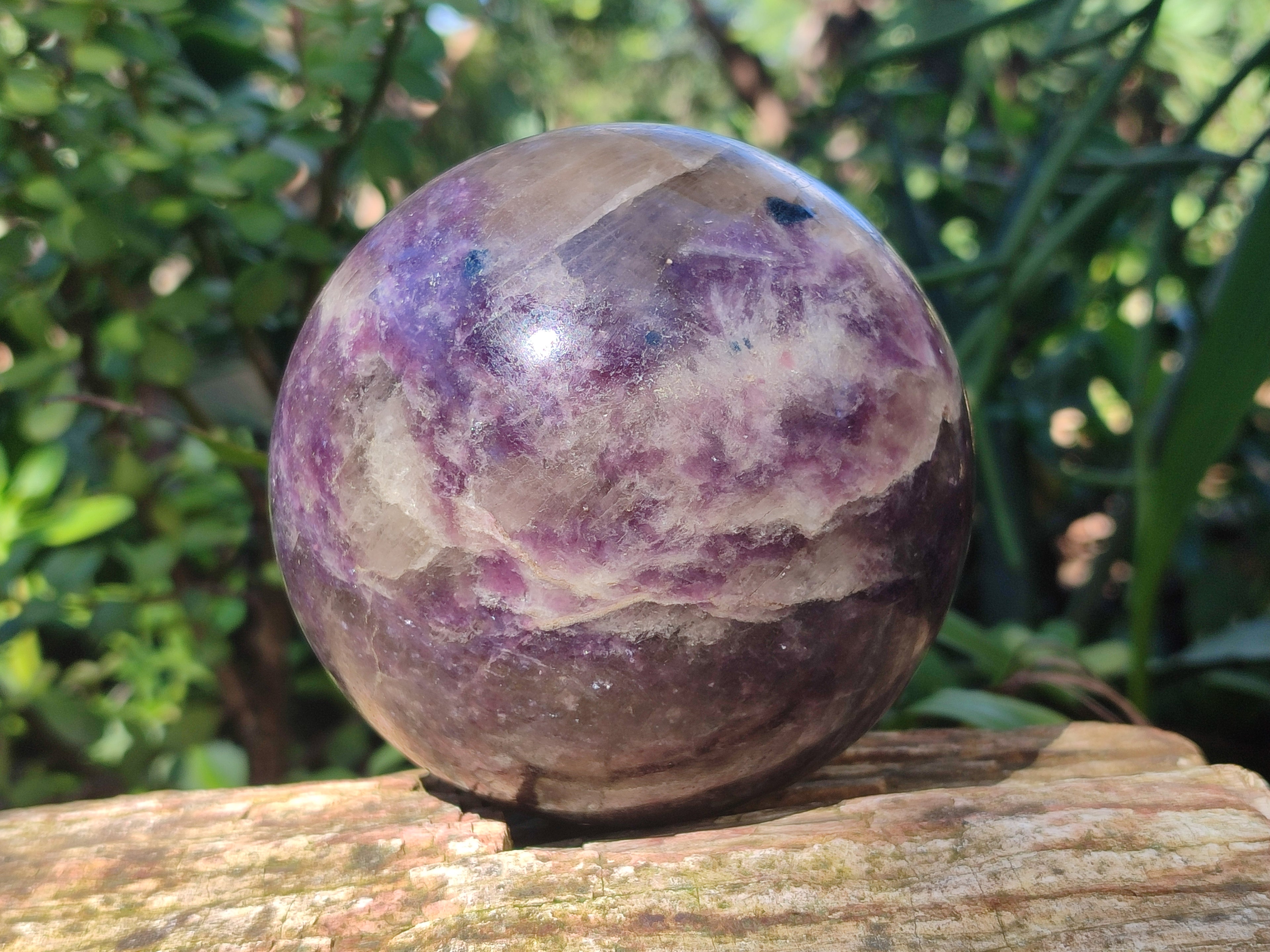 Polished Lepidolite with Pink Rubellite and Blue Lithium Spheres x 2 From Ambatondrazaka, Madagascar - Toprock Gemstones and Minerals 
