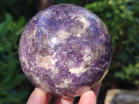 Polished Lepidolite with Pink Rubellite and Blue Lithium Spheres x 2 From Ambatondrazaka, Madagascar
