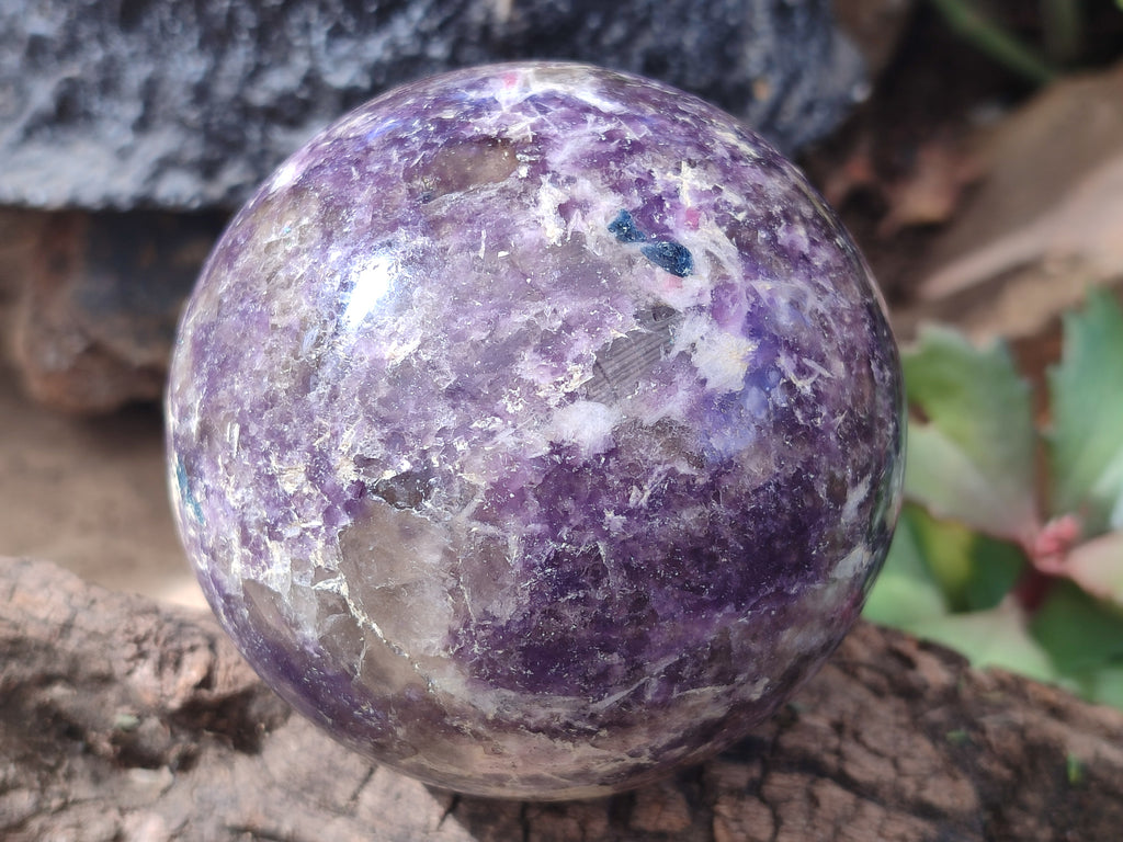 Polished Lepidolite with Pink Rubellite and Blue Lithium Spheres x 2 From Ambatondrazaka, Madagascar - Toprock Gemstones and Minerals 